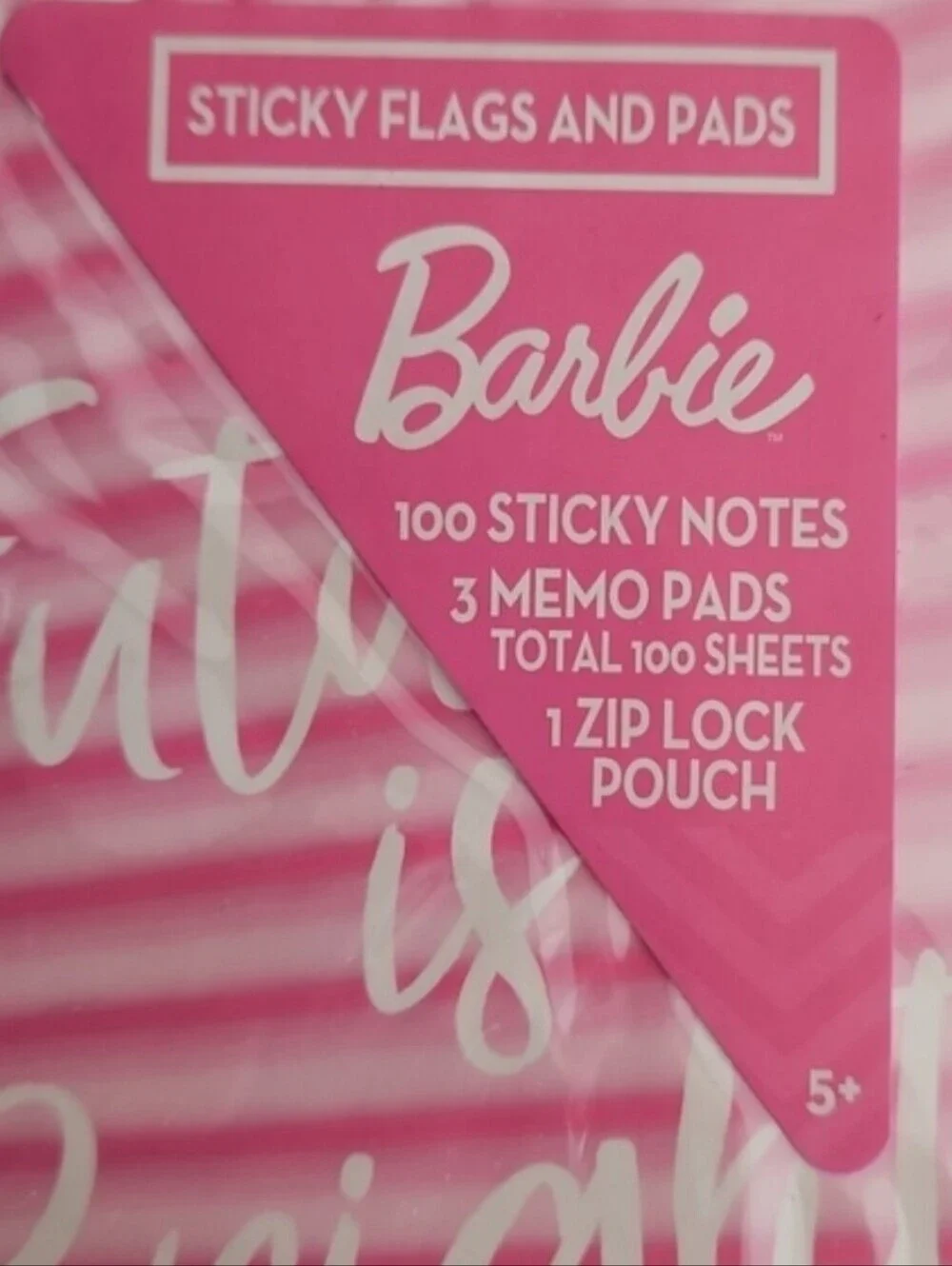 NEW Barbie Pink 'Future is Bright' Sticky Notes Memo Pads & Zip Pouch
